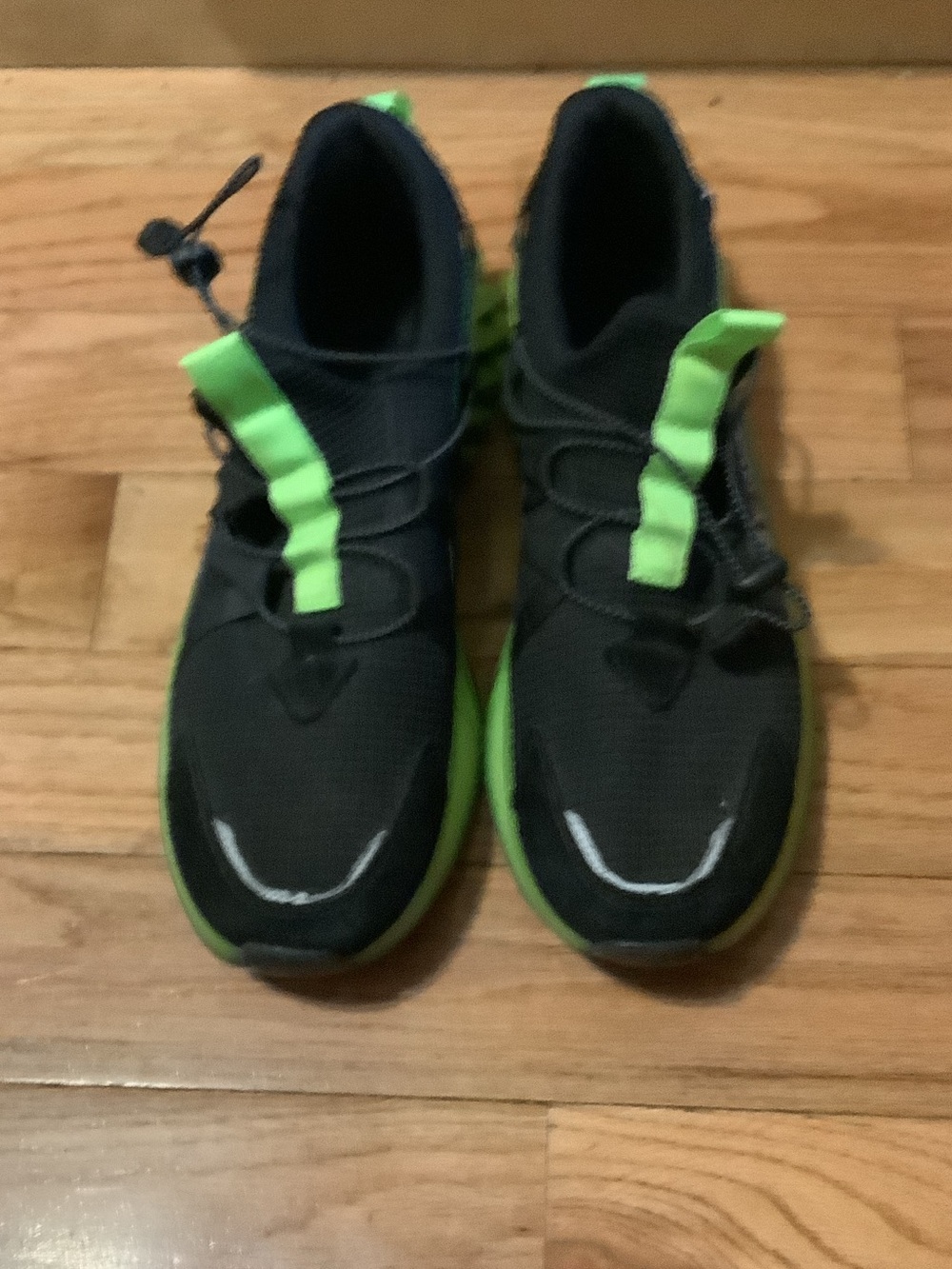 Black Sneakers with Neon Green Accents - Picture 5 of 5